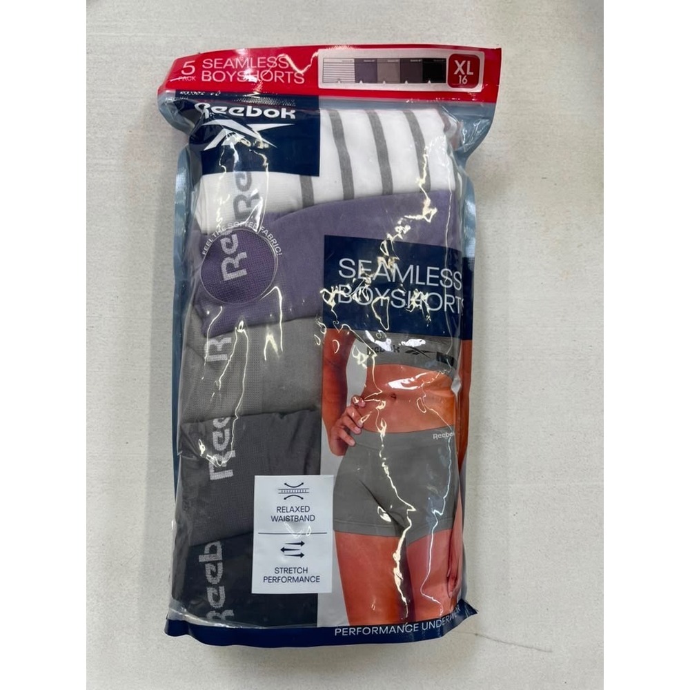 Reebok 5 Pack Seamless Boyshorts Performance Underwear XL 16 Multicolor New